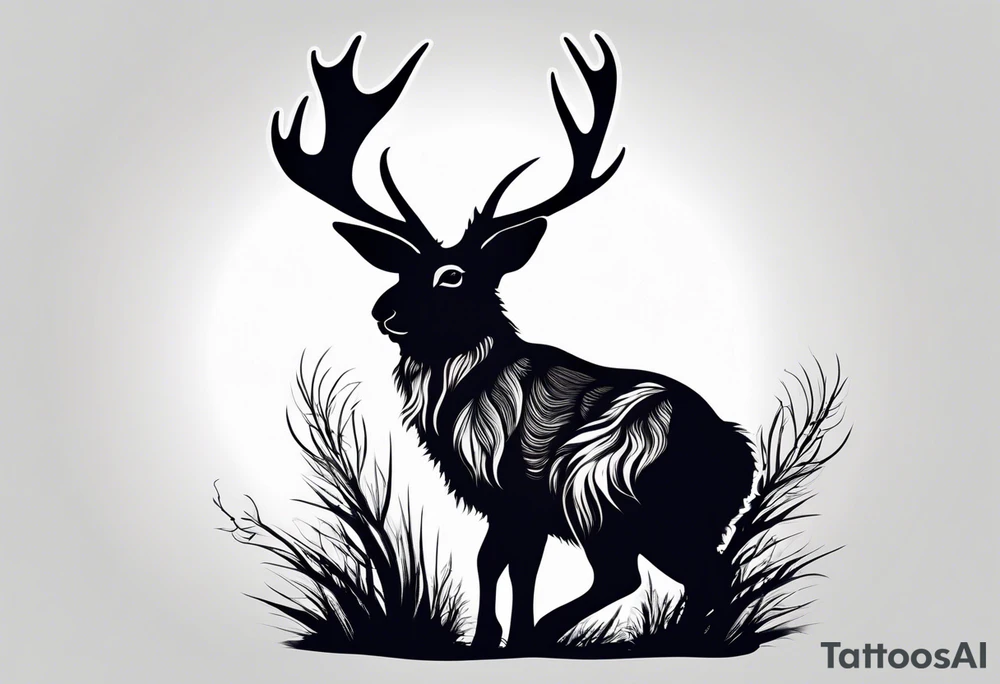 jackalope  silhouette portrait tattoo idea