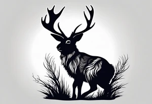 jackalope  silhouette portrait tattoo idea