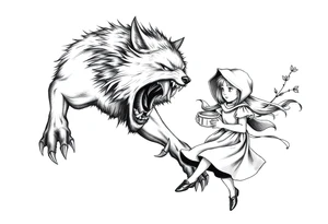 Big bad wolf chasing little red riding hood tattoo idea