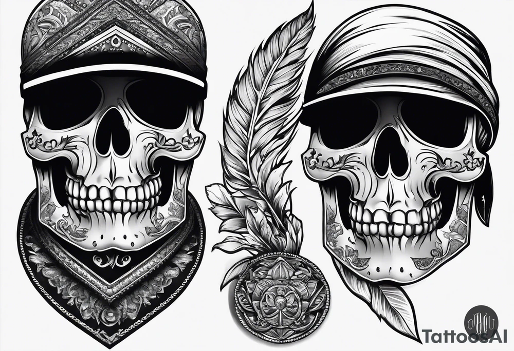 Skull, gun, bandana tattoo idea