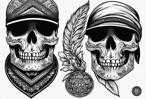 Skull, gun, bandana tattoo idea