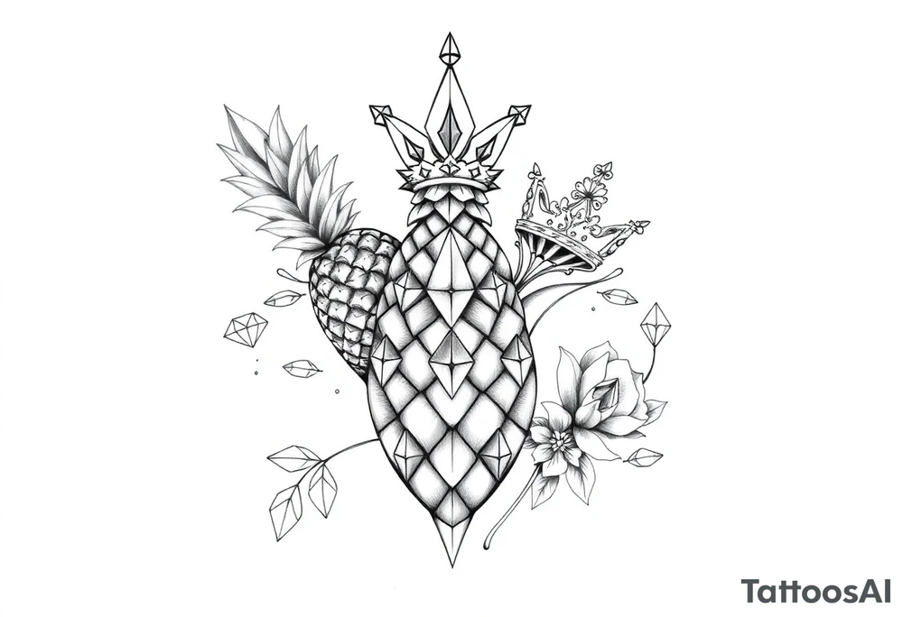 Design to be around vagina and anus using a pineapple, crown, diamonds. tattoo idea Design to be around vagina and anus using a pineapple, crown, diamonds. tattoo idea