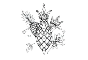 Design to be around vagina and anus using a   pineapple, crown, diamonds. tattoo idea