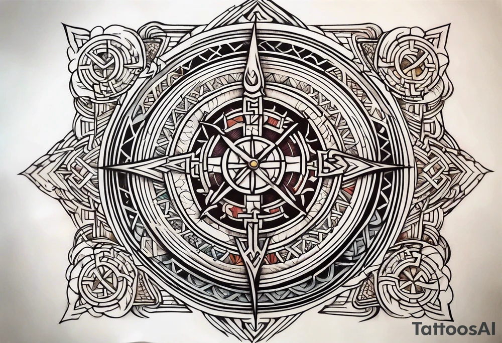 Viking runes and compass tattoo idea