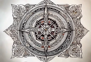 Viking runes and compass tattoo idea