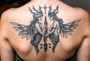 Goddesses Hecate and Freya intertwined by magic. With both feminine and masculine qualities. tattoo idea