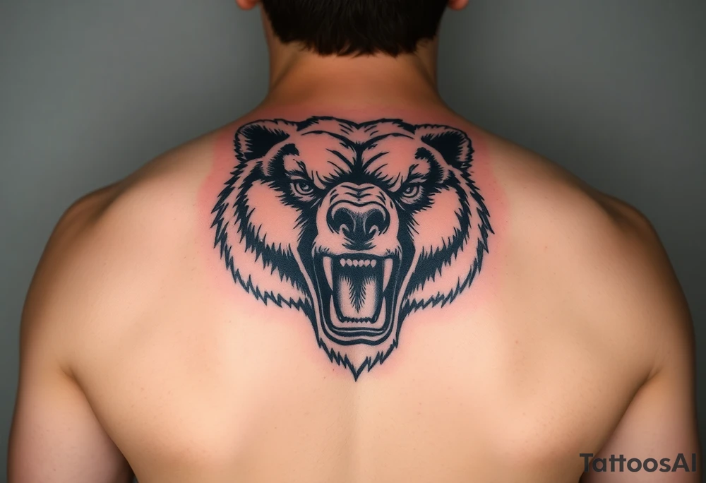 snarling bear face tattoo idea