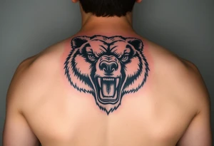 snarling bear face tattoo idea