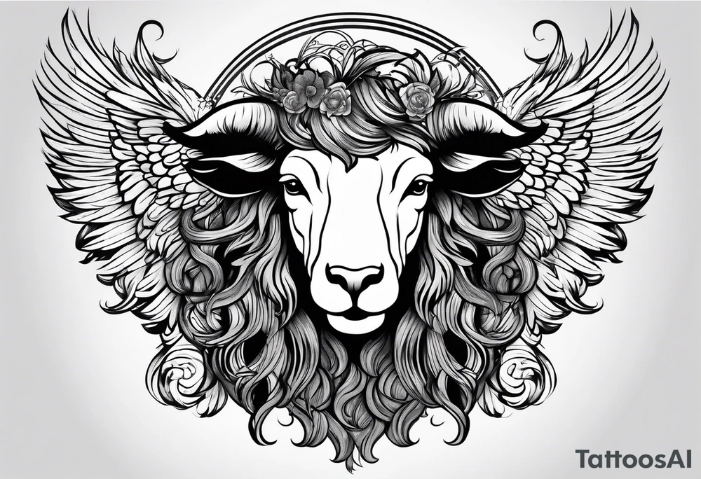 black sheep with angel wings tattoo idea