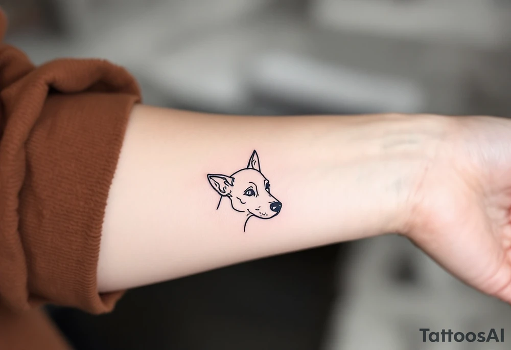 Minimalist Linework Stafford – A simple single-line silhouette of a Stafford’s head and ears, done in fine black ink, elegant and timeless. tattoo idea
