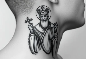 russian christian orthodox saint holding the russian orthodox thurible chains tattoo idea