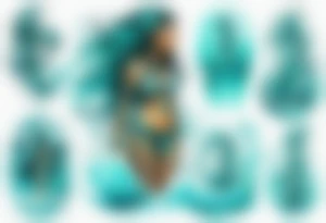 a turquoise Na'vi woman standing in the sea with water for legs surrounded by crashing waves tattoo idea