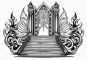 Valhalla sword shield flame
stairs tattoo idea