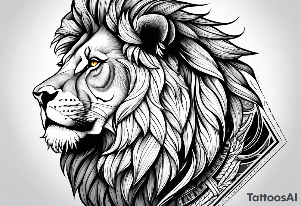 powerful majestic lion, close-up tattoo idea
