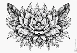 Feather flowers tattoo idea