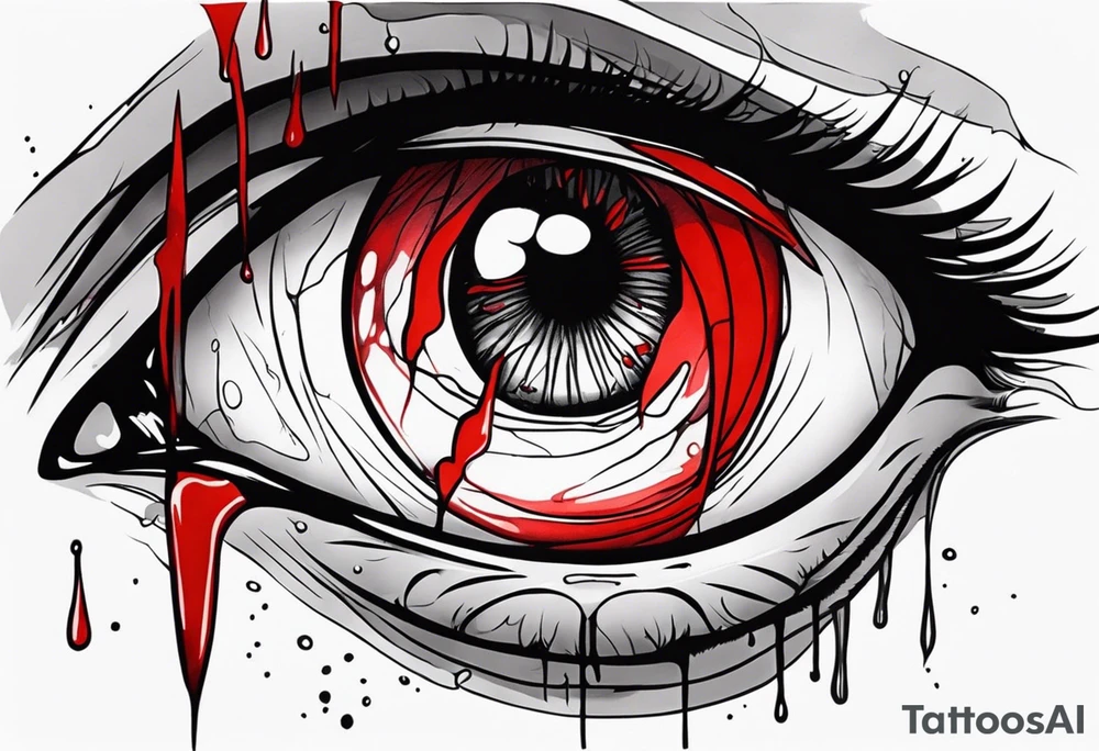 Bloody tear flow from eye sleeve tattoo tattoo idea