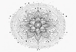 simple sunshine mandala made of black dots with circles tattoo idea