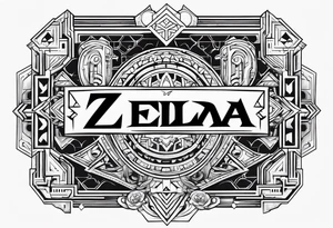 Simple tattoo inspired with video game Zelda containig name Mina and Han tattoo idea