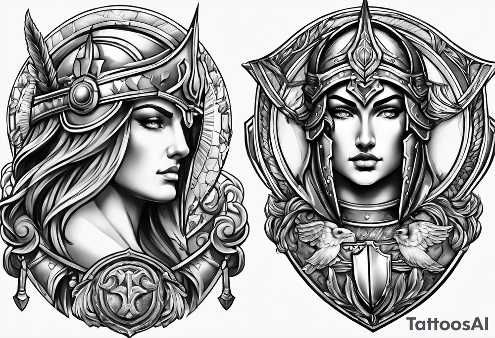 Ares spear and athena shield tattoo idea