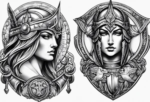 Ares spear and athena shield tattoo idea
