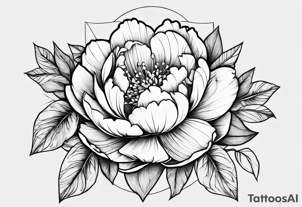Triangle, peonies, lines, sun, thin lines, aesthetics, tattoo for girl tattoo idea
