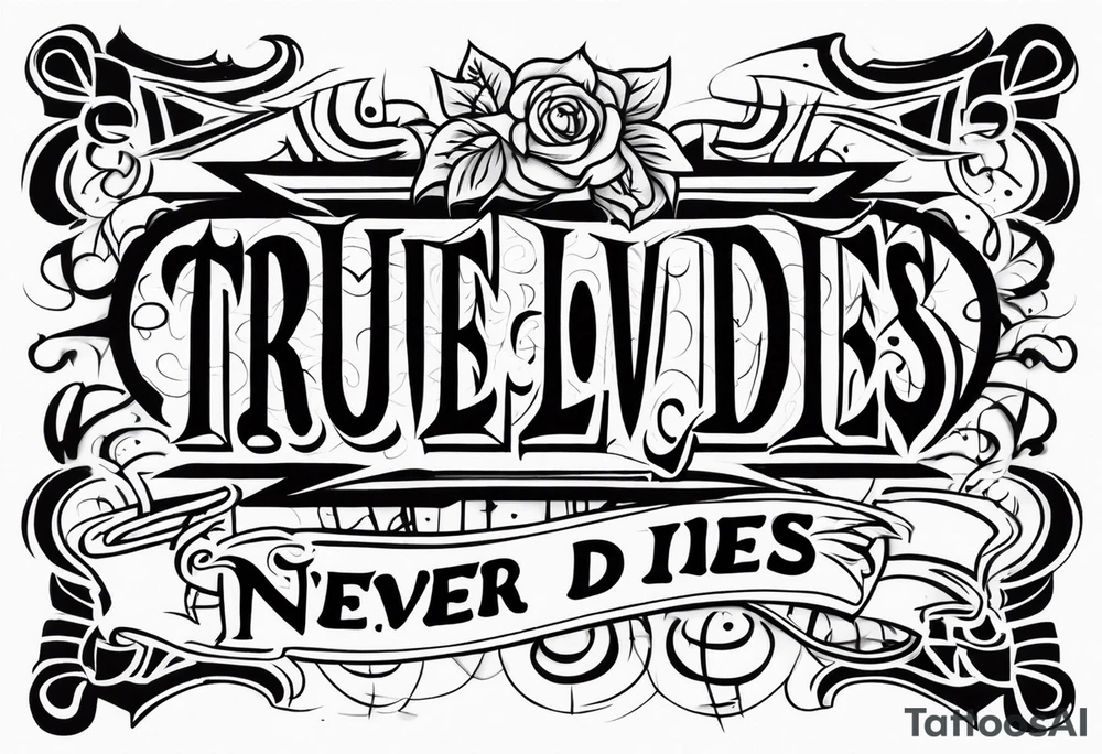 Old English font graffitti true love never dies tattoo idea