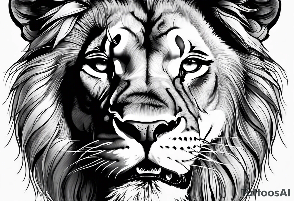 lion close up angry tattoo idea