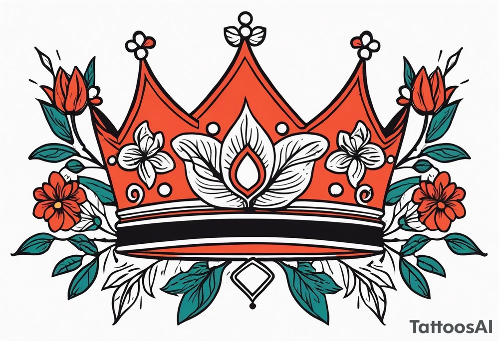 crown
old school vintage simple traditional design with vintage flowers surrounding
bold color simple tattoo idea