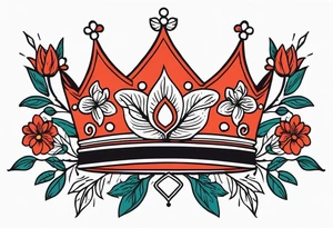 crown
old school vintage simple traditional design with vintage flowers surrounding
bold color simple tattoo idea