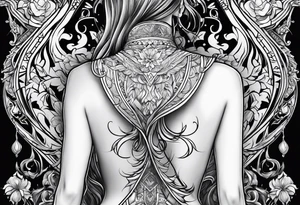 Full Back tattoo covering the whole back oblong tattoo idea