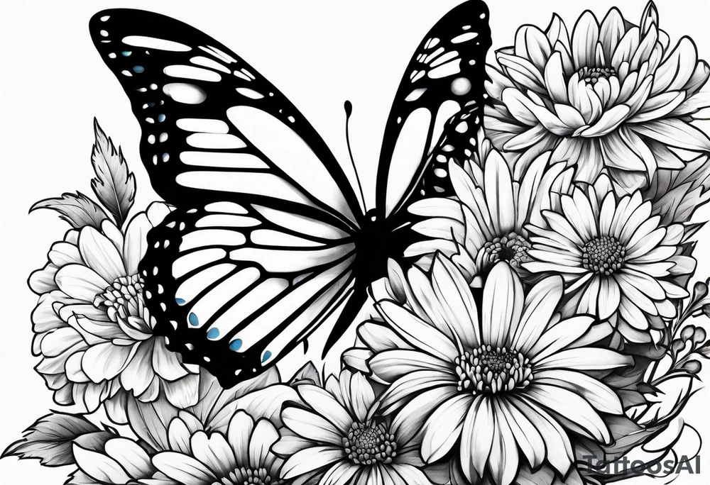 Butterflies and chrysanthemums tattoo idea