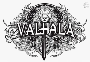 Valhalla sword  dragon lion tattoo idea