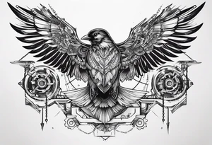 mechanical 
bird breaking free from chain tattoo idea