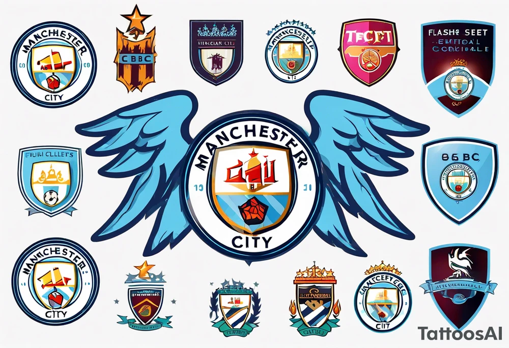 modified Manchester City football club logo or crest with creative background tattoo idea