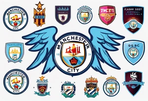 modified Manchester City football club logo or crest with creative background tattoo idea