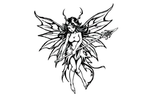 Dark fairy with weapon tattoo idea