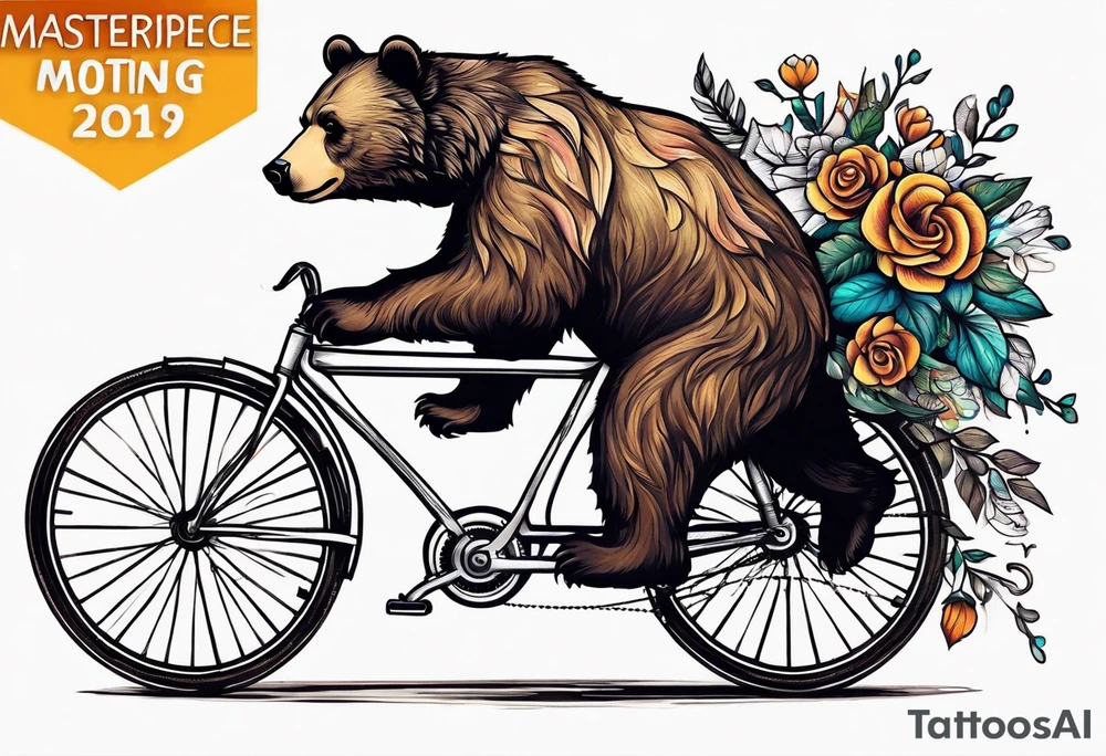 bear riding a bicycle tattoo idea