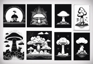 Military themed sleeve include a mushroom cloud from a bomb tattoo idea