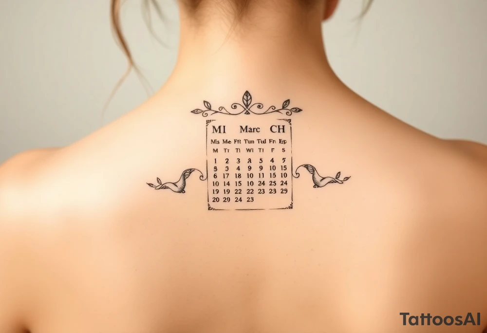 A calendar with 11th March tattoo idea