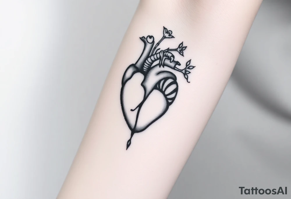 Unique heart skeleton art tattoo idea