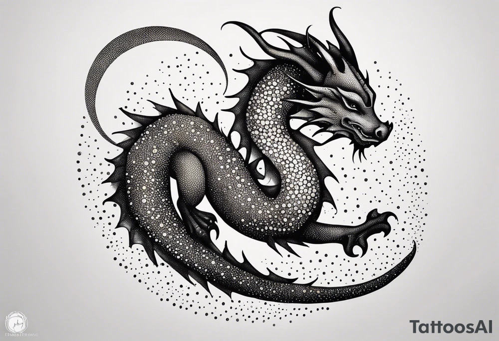 strength, small, sleeping dragon, long tail, elegant, lengthy, pisces tattoo idea