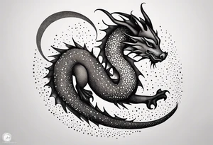 strength, small, sleeping dragon, long tail, elegant, lengthy, pisces tattoo idea
