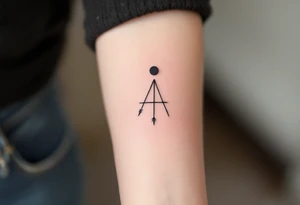 A live with a dot above it, with an flowing arrow around tattoo idea
