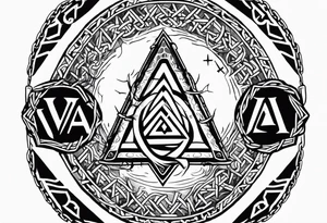 Valhalla berserker round shield axe
Valknut barbed wire chains tattoo idea