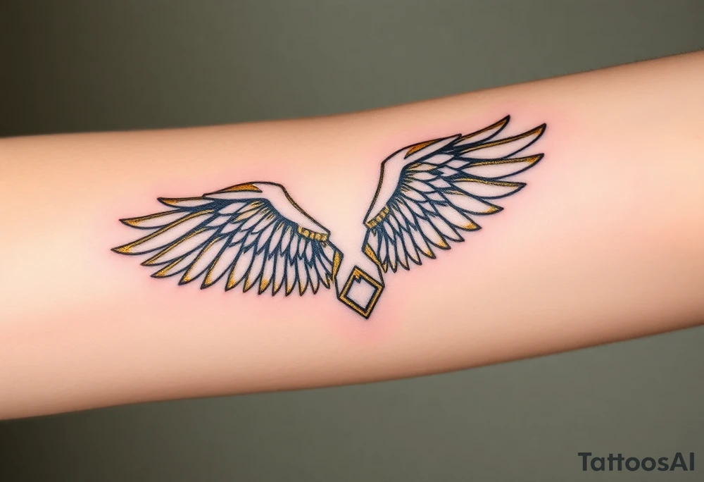 “gold” kintsugi wing tattoo idea