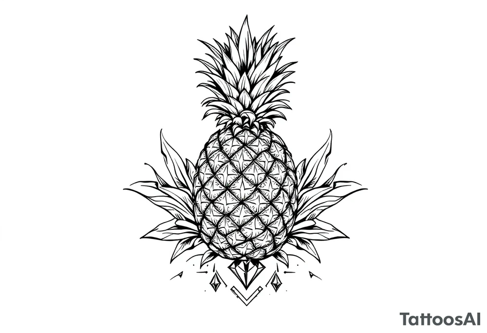 Majestic pineapple, crown, diamonds, vagina, anus tattoo idea
