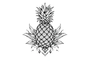 Majestic pineapple, crown, diamonds, vagina, anus tattoo idea