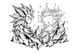 legendary dragonball z scene with energy aura and power effects tattoo idea