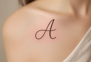 A looping handwritten "A" in chocolate brown with light beige highlights. tattoo idea