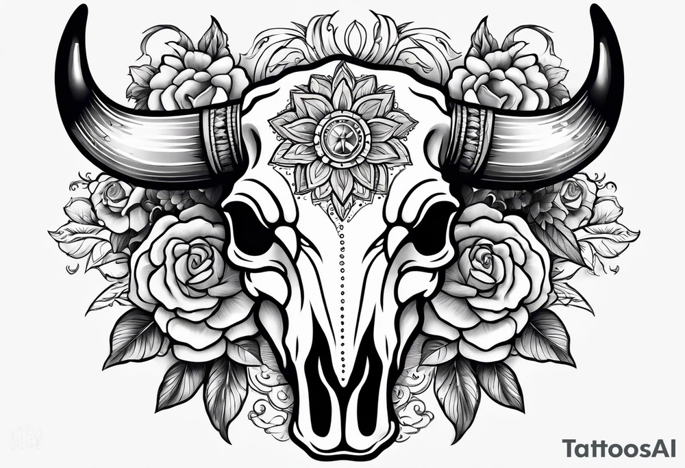 half sleeve. Western cow skull with flowers tattoo idea